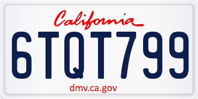 CA license plate 6TQT799