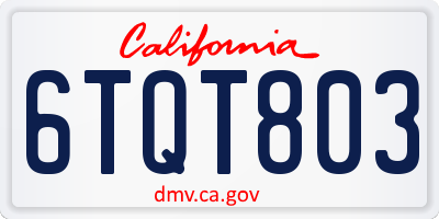 CA license plate 6TQT803