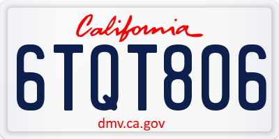 CA license plate 6TQT806