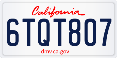 CA license plate 6TQT807