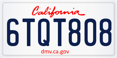 CA license plate 6TQT808