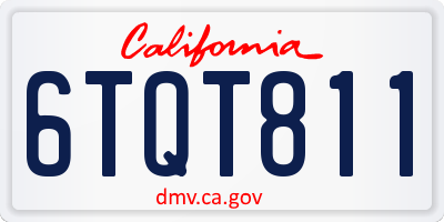 CA license plate 6TQT811