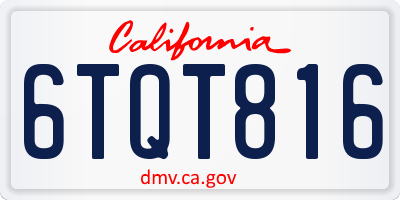 CA license plate 6TQT816