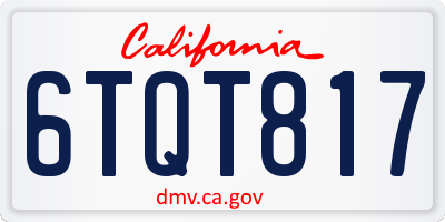 CA license plate 6TQT817