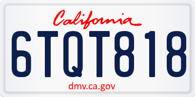 CA license plate 6TQT818