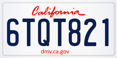 CA license plate 6TQT821