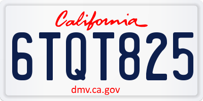 CA license plate 6TQT825