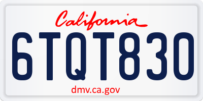 CA license plate 6TQT830