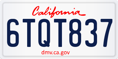 CA license plate 6TQT837