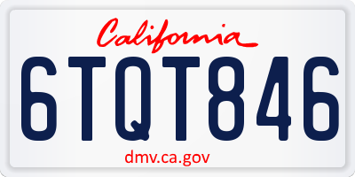 CA license plate 6TQT846