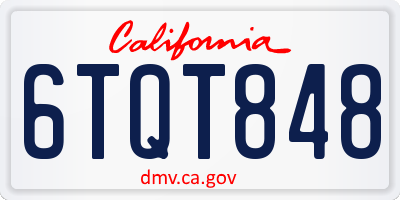 CA license plate 6TQT848