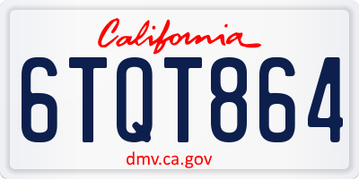 CA license plate 6TQT864