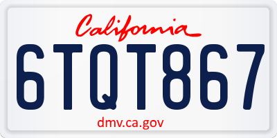 CA license plate 6TQT867