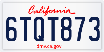 CA license plate 6TQT873