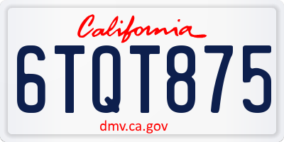 CA license plate 6TQT875