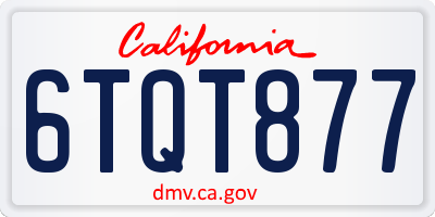 CA license plate 6TQT877