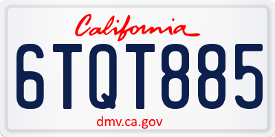 CA license plate 6TQT885