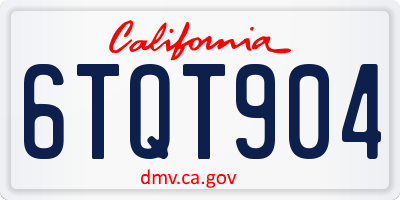 CA license plate 6TQT904