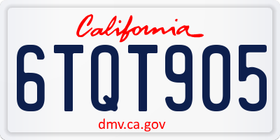 CA license plate 6TQT905