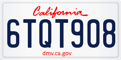 CA license plate 6TQT908