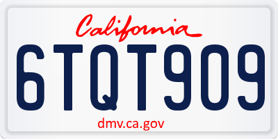 CA license plate 6TQT909