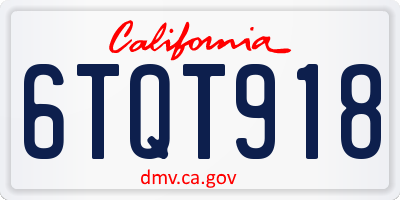 CA license plate 6TQT918