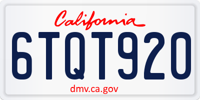 CA license plate 6TQT920