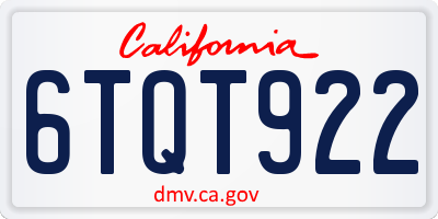 CA license plate 6TQT922