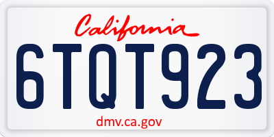 CA license plate 6TQT923