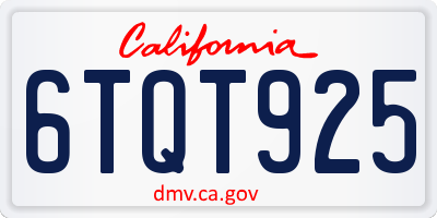 CA license plate 6TQT925