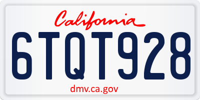 CA license plate 6TQT928