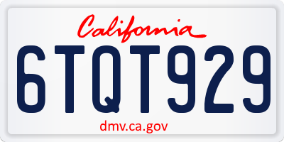 CA license plate 6TQT929