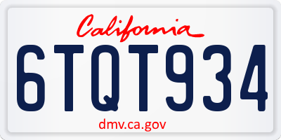 CA license plate 6TQT934