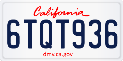 CA license plate 6TQT936