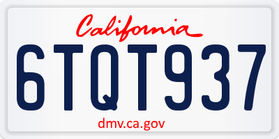 CA license plate 6TQT937