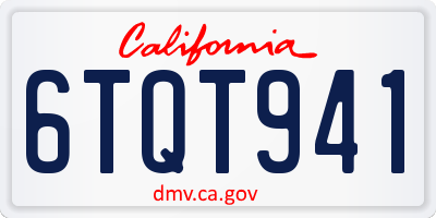 CA license plate 6TQT941