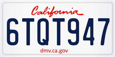 CA license plate 6TQT947