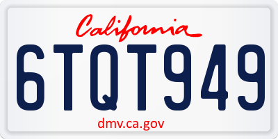 CA license plate 6TQT949