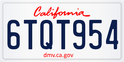 CA license plate 6TQT954