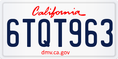 CA license plate 6TQT963