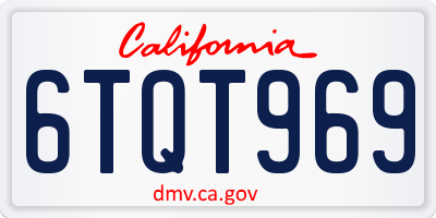 CA license plate 6TQT969