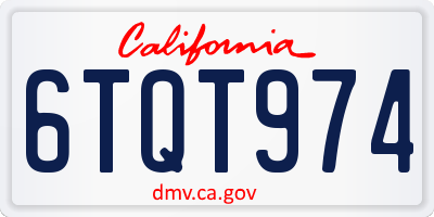 CA license plate 6TQT974