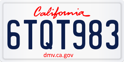 CA license plate 6TQT983