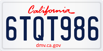 CA license plate 6TQT986