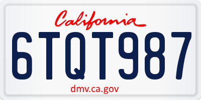 CA license plate 6TQT987