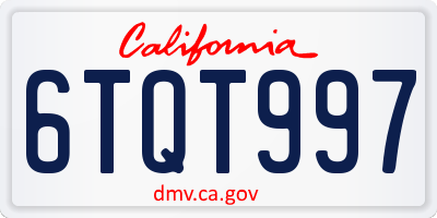 CA license plate 6TQT997