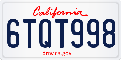 CA license plate 6TQT998