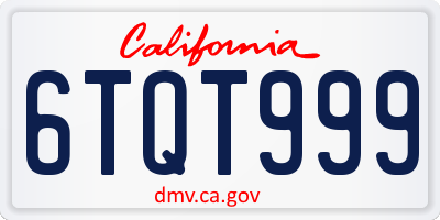 CA license plate 6TQT999