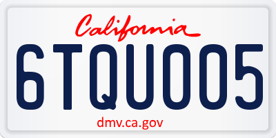 CA license plate 6TQU005
