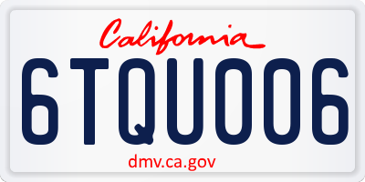 CA license plate 6TQU006